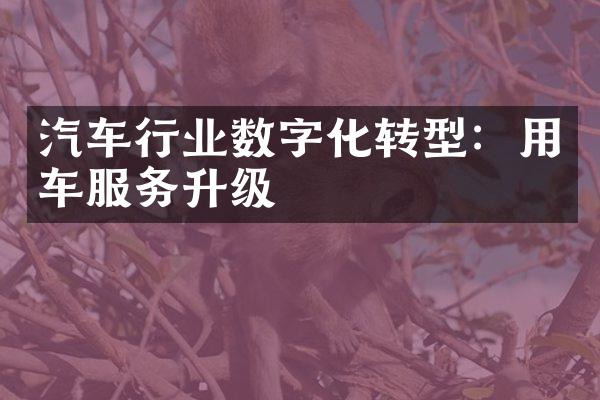 汽车行业数字化转型：用车服务升级