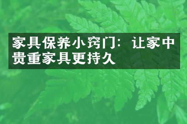 家具保养小窍门：让家中贵重家具更持久