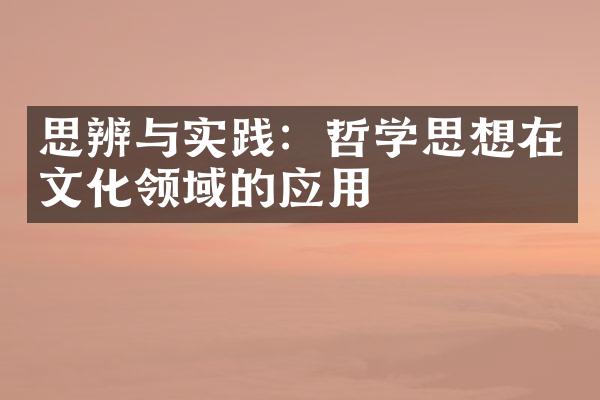 思辨与实践：哲学思想在文化领域的应用