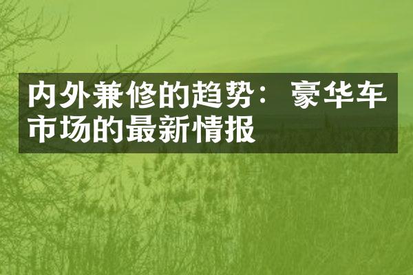 内外兼修的趋势：豪华车市场的最新情报