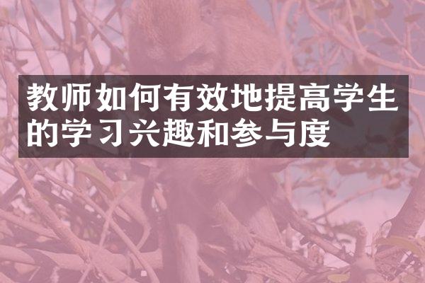 教师如何有效地提高学生的学兴趣和参与度