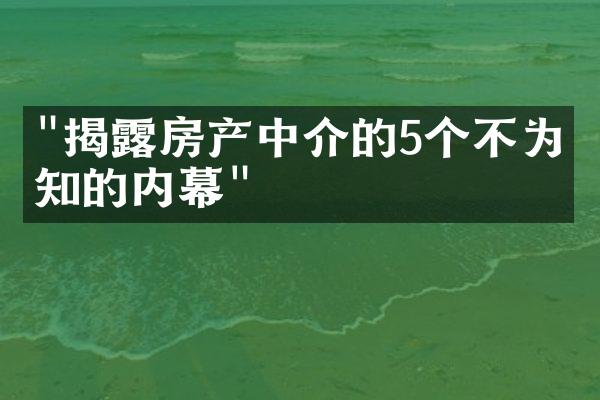 "揭露房产中介的5个不为人知的内幕"