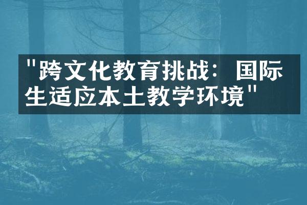 "跨文化教育挑战：国际学生适应本土教学环境"