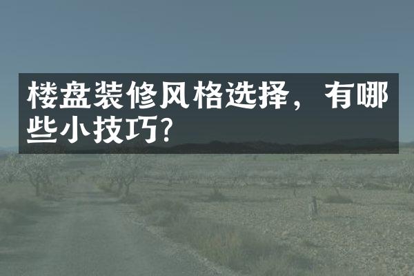 楼盘装修风格选择，有哪些小技巧？