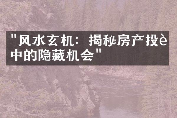 "风水玄机：揭秘房产投资中的隐藏机会"