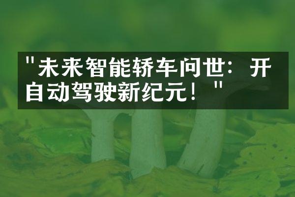 "未来智能轿车问世：开启自动驾驶新纪元！"