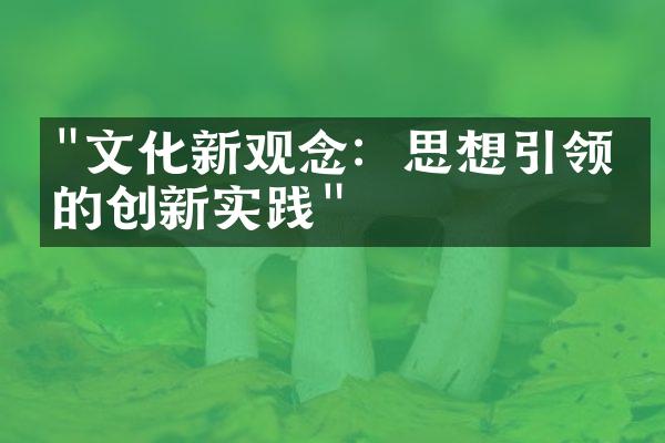 "文化新观念：思想引领下的创新实践"