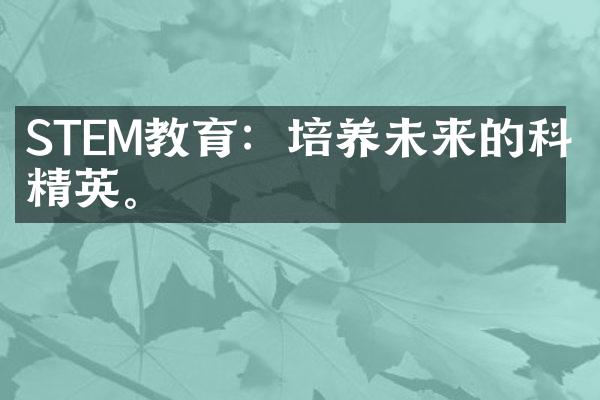 STEM教育：培养未来的科技精英。