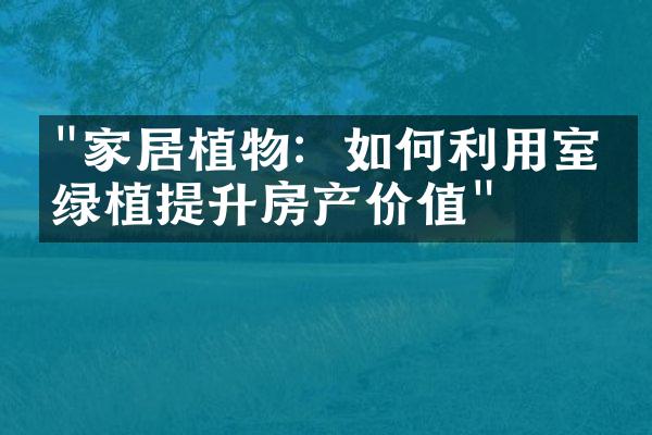 "家居植物：如何利用室内绿植提升房产价值"