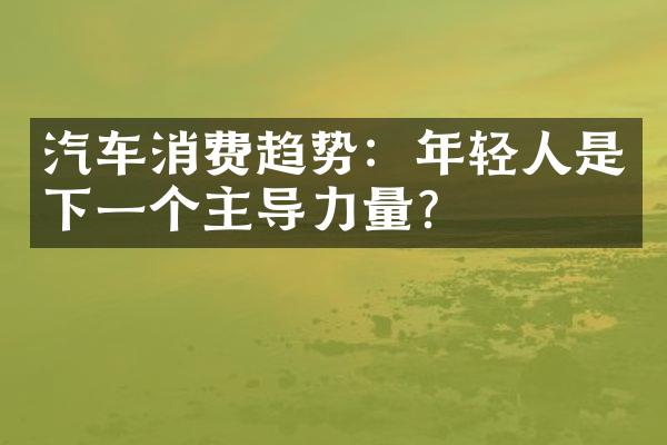 汽车消费趋势：年轻人是下一个主导力量？