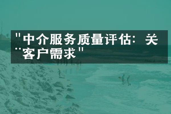 "中介服务质量评估：关注客户需求"