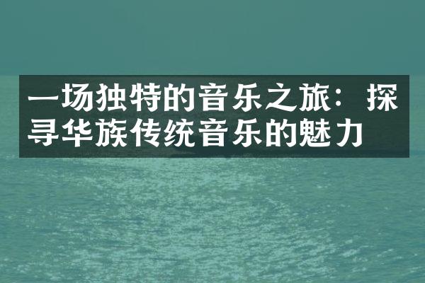 一场独特的音乐之旅：探寻华族传统音乐的魅力