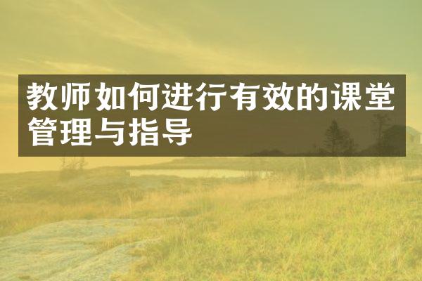 教师如何进行有效的课堂管理与指导