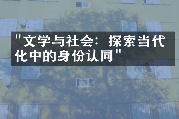 "文学与社会：探索当代文化中的身份认同"