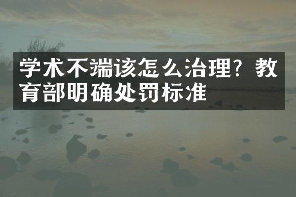 学术不端该怎么治理？教育部明确处罚标准