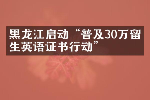 黑龙江启动“普及30万留学生英语证书行动”