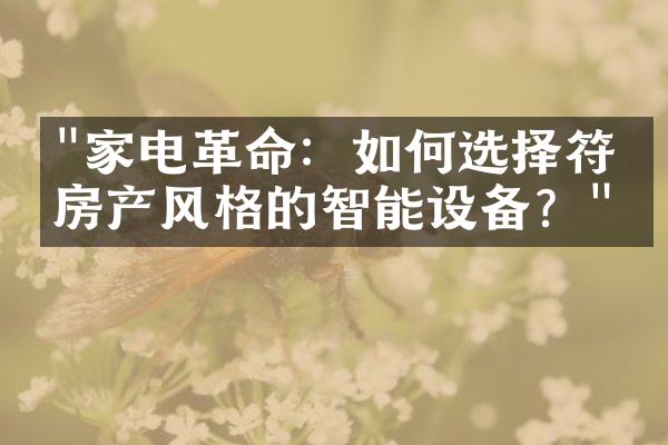 "家电革命：如何选择符合房产风格的智能设备？"