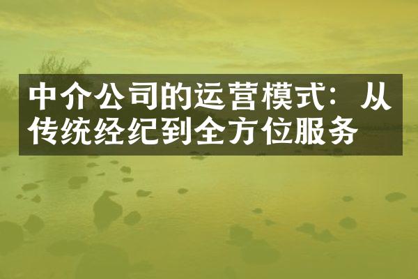 中介公司的运营模式：从传统经纪到全方位服务