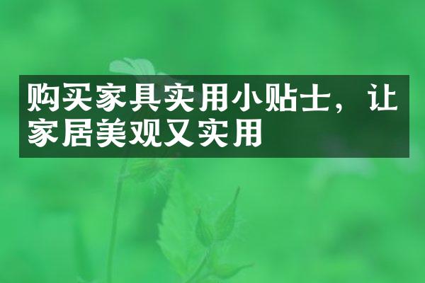 购买家具实用小贴士，让家居美观又实用