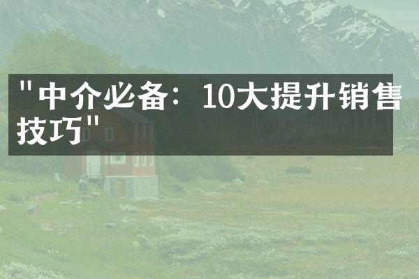 "中介必备：10大提升销售技巧"