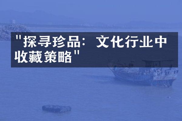 "探寻珍品：文化行业中的收藏策略"