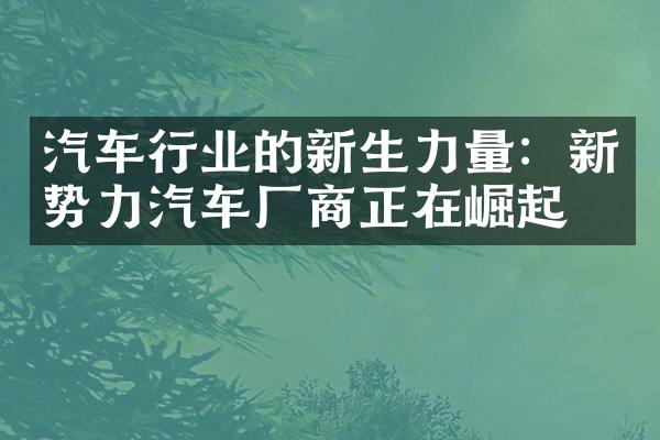 汽车行业的新生力量：新势力汽车厂商正在崛起