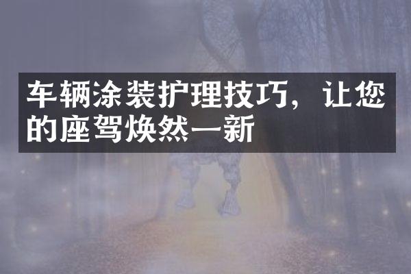 车辆涂装护理技巧，让您的座驾焕然一新