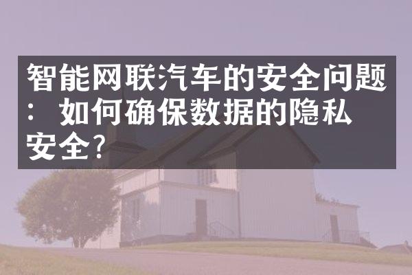 智能网联汽车的安全问题：如何确保数据的隐私和安全？