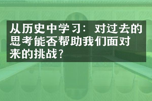 从历史中学习：对过去的思考能否帮助我们面对未来的挑战？