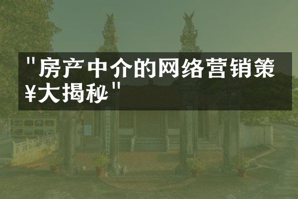 "房产中介的网络营销策略大揭秘"