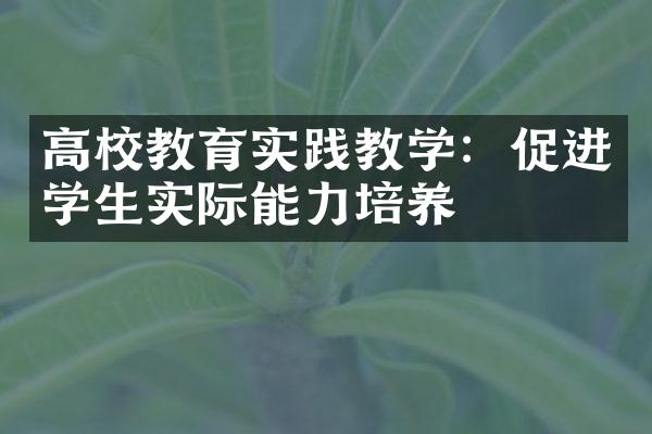 高校教育实践教学：促进学生实际能力培养