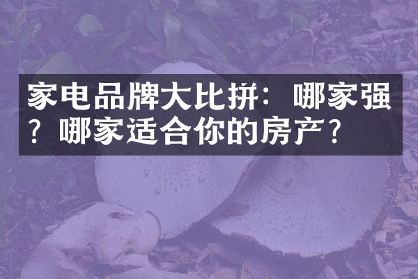 家电品牌大比拼：哪家强？哪家适合你的房产？