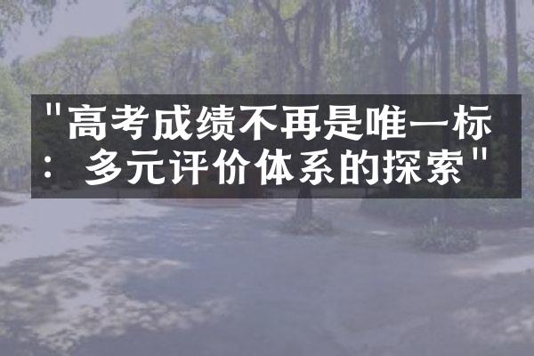 "高考成绩不再是唯一标准：多元评价体系的探索"