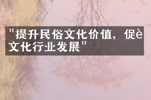 "提升民俗文化价值，促进文化行业发展"