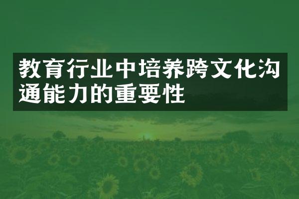 教育行业中培养跨文化沟通能力的重要性