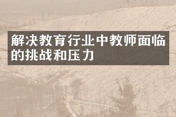 解决教育行业中教师面临的挑战和压力