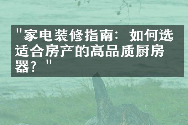 "家电装修指南：如何选择适合房产的高品质厨房电器？"