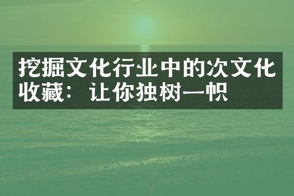 挖掘文化行业中的次文化收藏：让你独树一帜