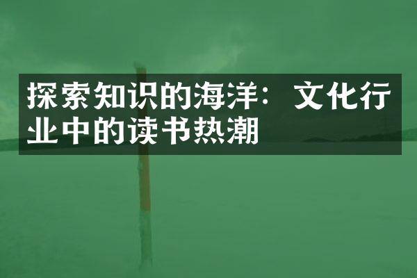 探索知识的海洋：文化行业中的读书热潮