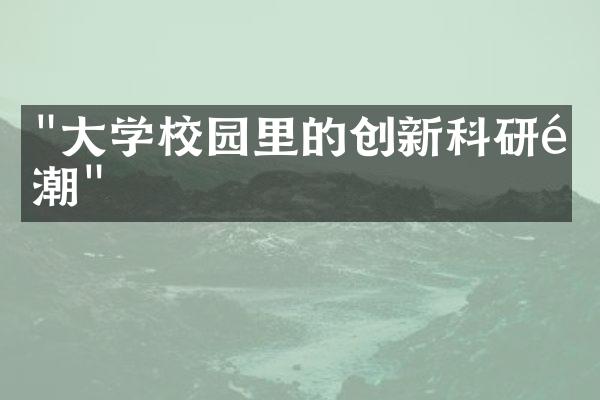 "大学校园里的创新科研风潮"