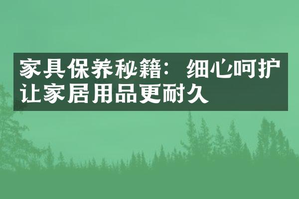 家具保养秘籍：细心呵护让家居用品更耐久