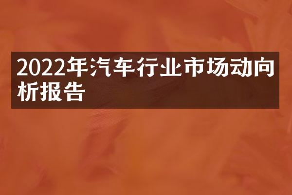 2022年汽车行业市场动向分析报告