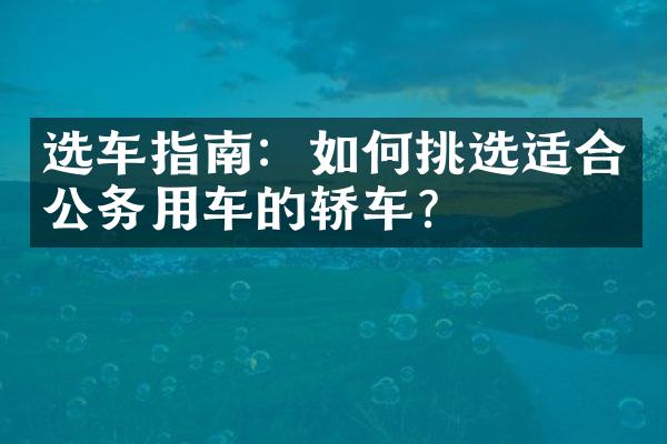 选车指南：如何挑选适合公务用车的轿车？