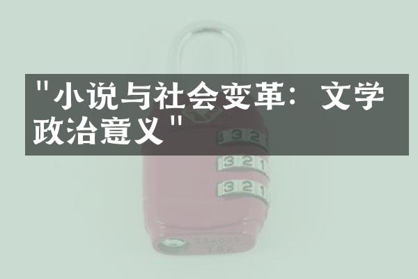 "小说与社会变革：文学的政治意义"