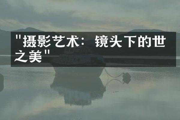 "摄影艺术：镜头下的世界之美"