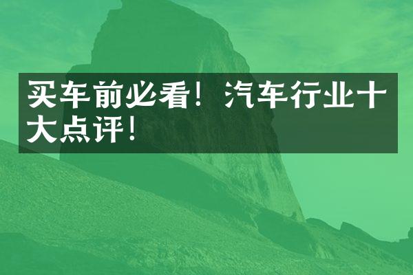 买车前必看！汽车行业十大点评！