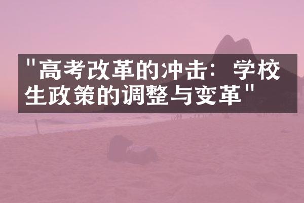 "高考改革的冲击：学校招生政策的调整与变革"