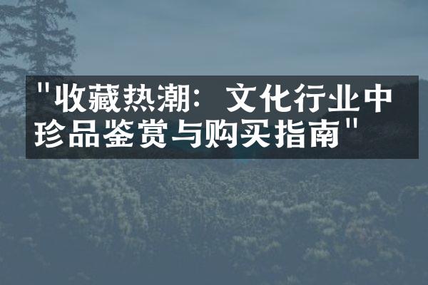 "收藏热潮：文化行业中的珍品鉴赏与购买指南"