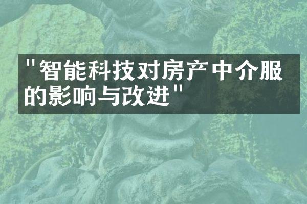 "智能科技对房产中介服务的影响与改进"