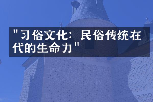 "习俗文化：民俗传统在当代的生命力"